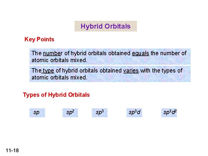 Hybrid Orbitals Key Points The number of hybrid orbitals obtained equals the number of