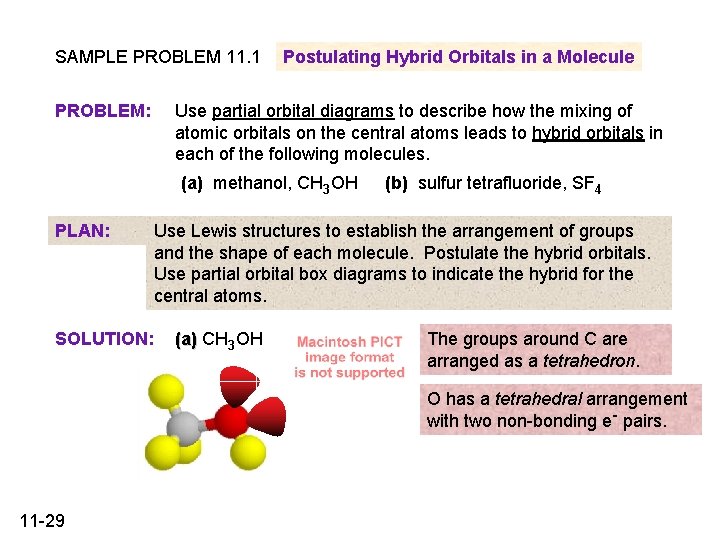 SAMPLE PROBLEM 11. 1 PROBLEM: Postulating Hybrid Orbitals in a Molecule Use partial orbital