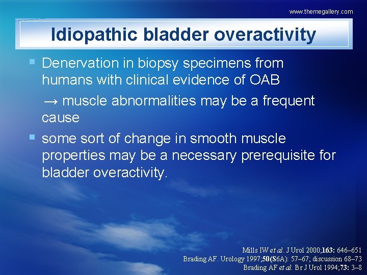 www. themegallery. com Idiopathic bladder overactivity § Denervation in biopsy specimens from humans with