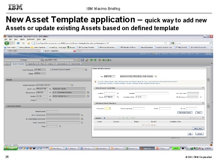 IBM Maximo Briefing New Asset Template application – quick way to add new Assets