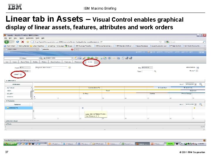 IBM Maximo Briefing Linear tab in Assets – Visual Control enables graphical display of