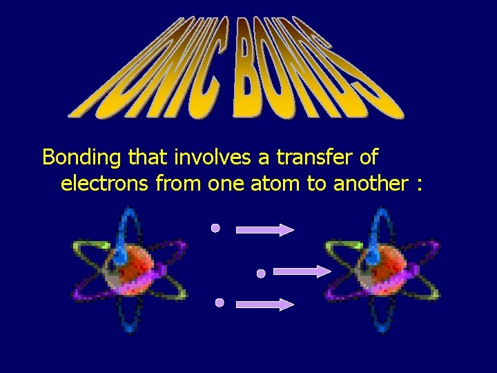 Bonding that involves a transfer of electrons from one atom to another : 