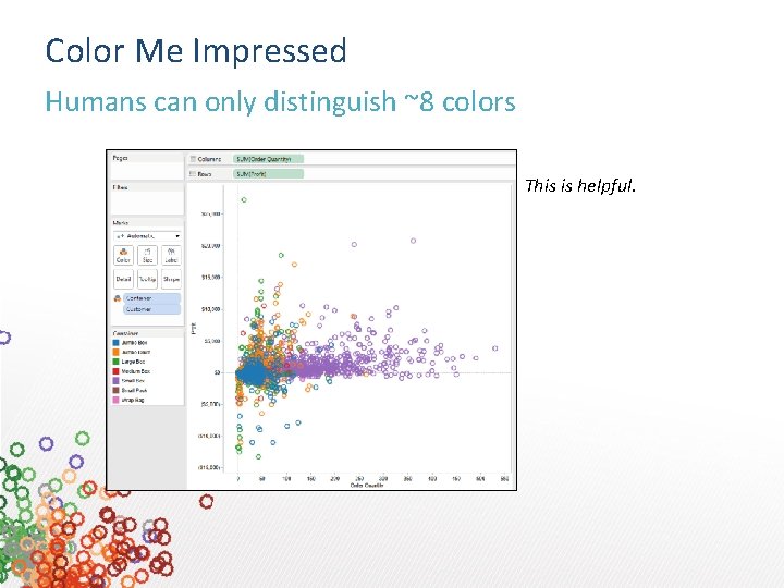 Color Me Impressed Humans can only distinguish ~8 colors This is helpful. 