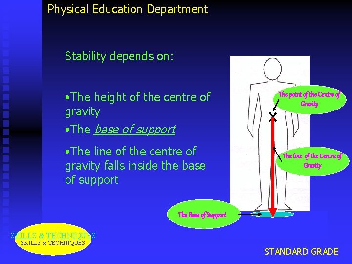 Physical Education Department Stability depends on: • The height of the centre of gravity