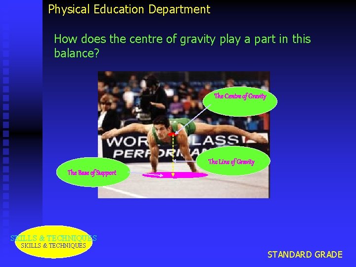 Physical Education Department How does the centre of gravity play a part in this