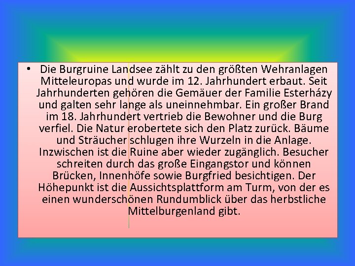  • Die Burgruine Landsee zählt zu den größten Wehranlagen Mitteleuropas und wurde im