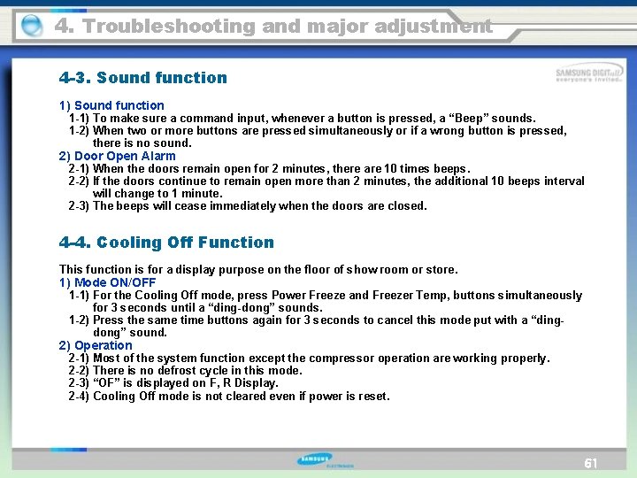 4. Troubleshooting and major adjustment 4 -3. Sound function 1) Sound function 1 -1)