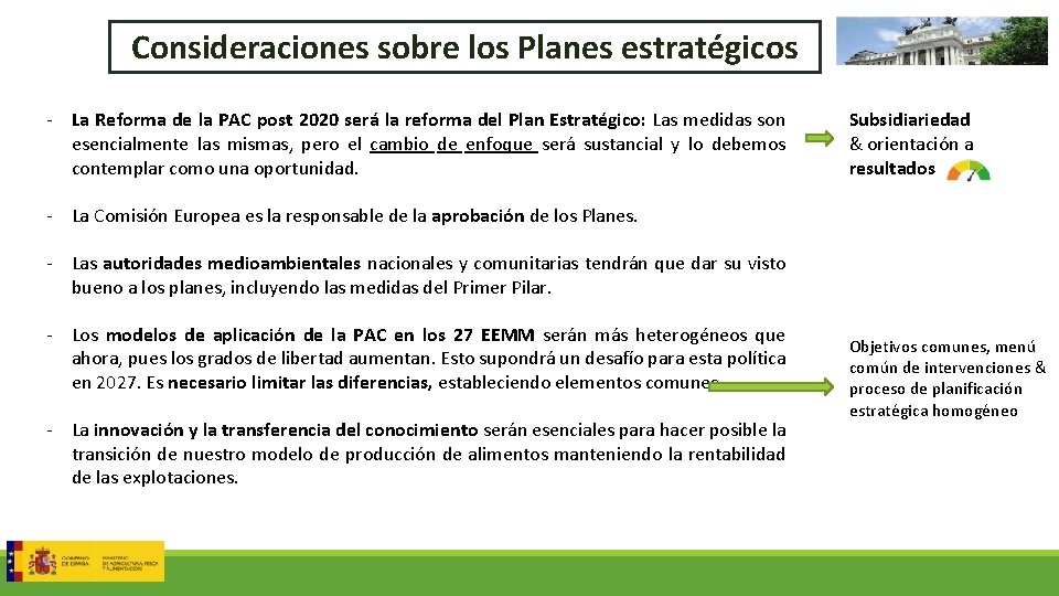 Consideraciones sobre los Planes estratégicos - La Reforma de la PAC post 2020 será