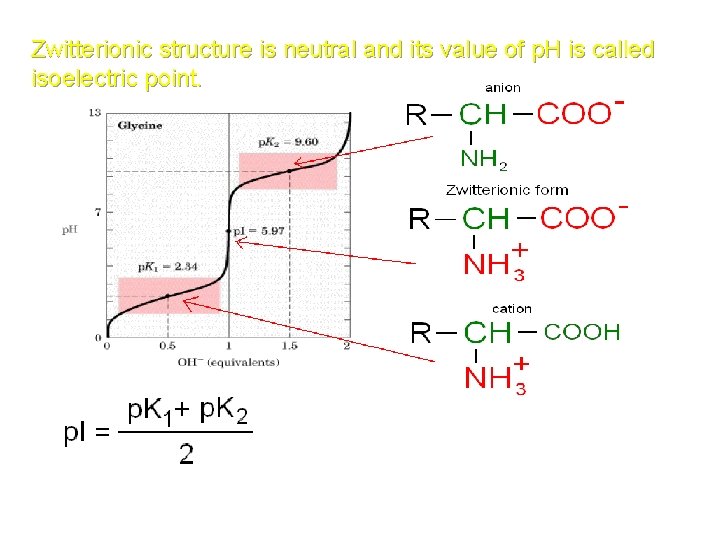 Zwitterionic structure is neutral and its value of p. H is called isoelectric point.