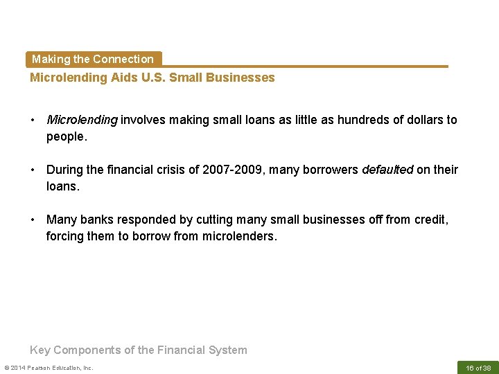 Making the Connection Microlending Aids U. S. Small Businesses • Microlending involves making small