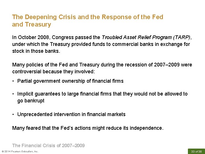 The Deepening Crisis and the Response of the Fed and Treasury In October 2008,