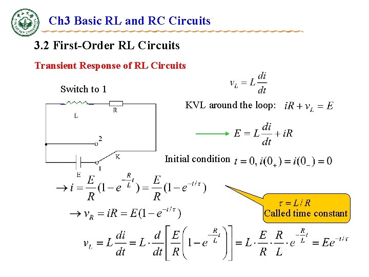 Ch 3 Basic RL and RC Circuits 3. 2 First-Order RL Circuits Transient Response