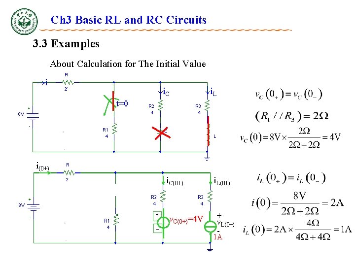 Ch 3 Basic RL and RC Circuits 3. 3 Examples About Calculation for The