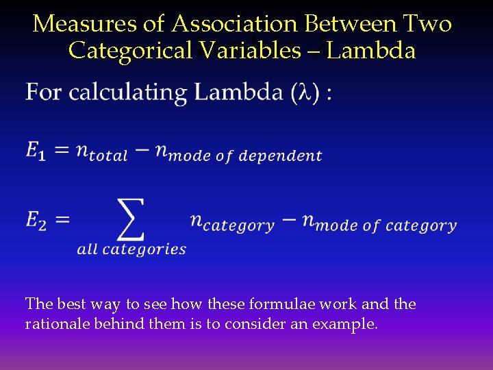 Measures of Association Between Two Lambda Categorical Variables – Lambda The best way to