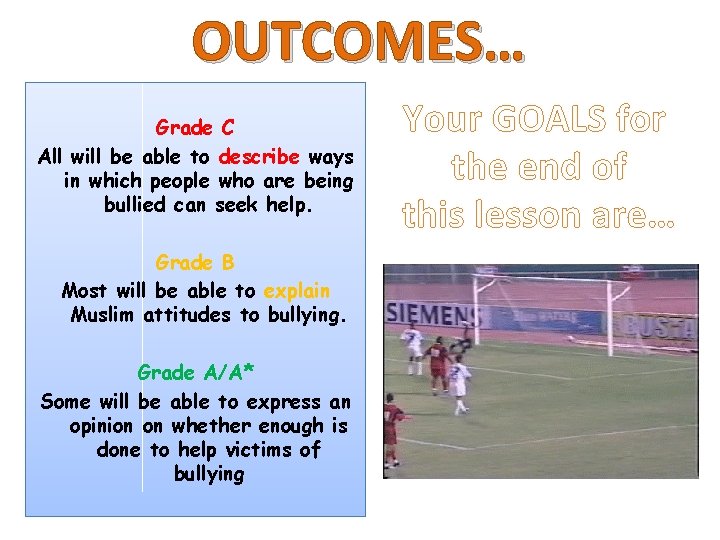 OUTCOMES… Grade C All will be able to describe ways in which people who