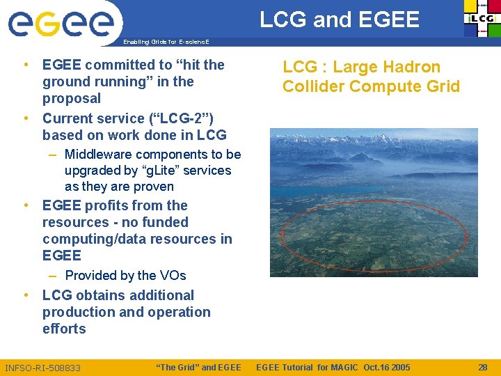 LCG and EGEE Enabling Grids for E-scienc. E • EGEE committed to “hit the