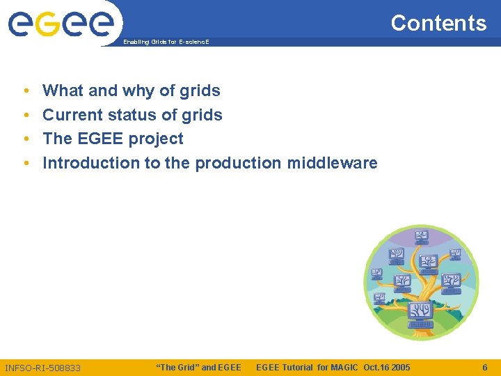 Contents Enabling Grids for E-scienc. E • • What and why of grids Current