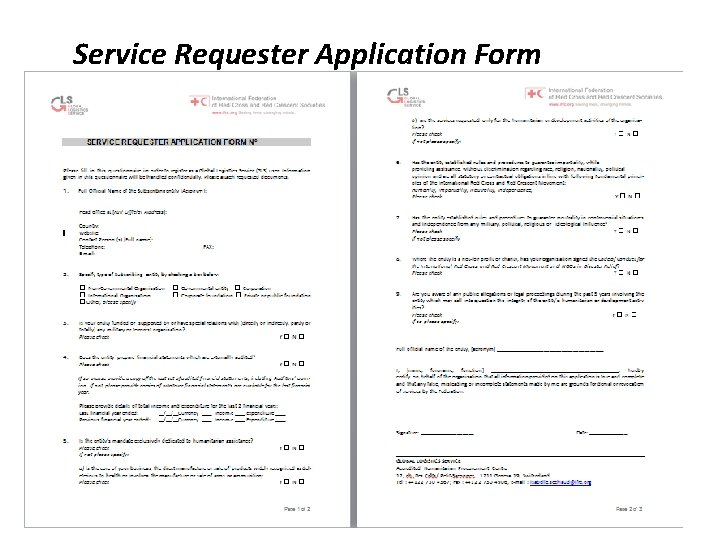 Service Requester Application Form 