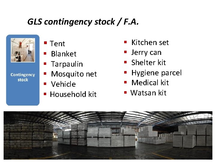 GLS contingency stock / F. A. § Tent § Blanket § Tarpaulin § Mosquito