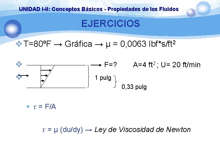 UNIDAD I-II: Conceptos Básicos - Propiedades de los Fluidos EJERCICIOS v T=80ºF → Gráfica