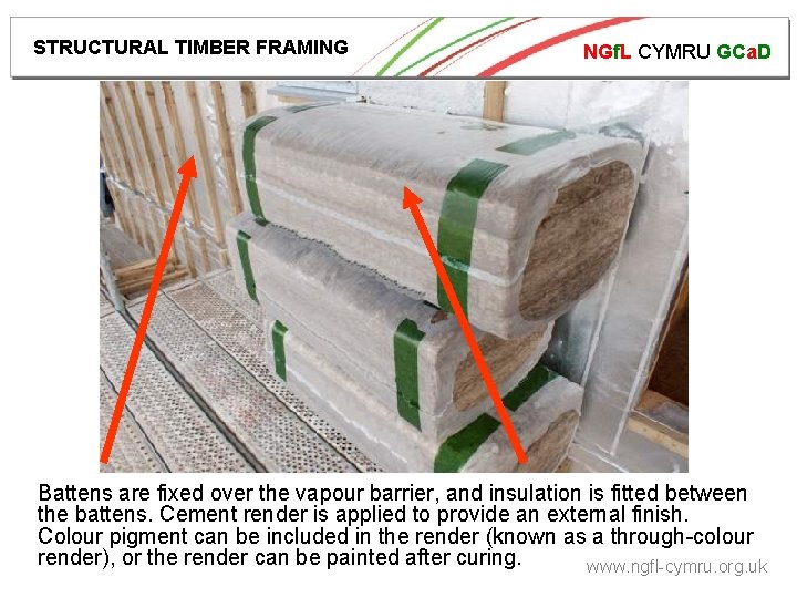 STRUCTURAL TIMBER FRAMING NGf. L CYMRU GCa. D Battens are fixed over the vapour