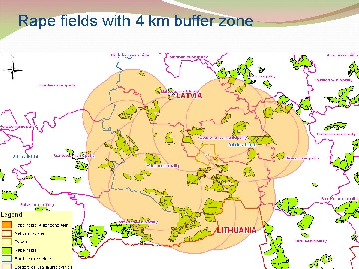 Rape fields with 4 km buffer zone 15 