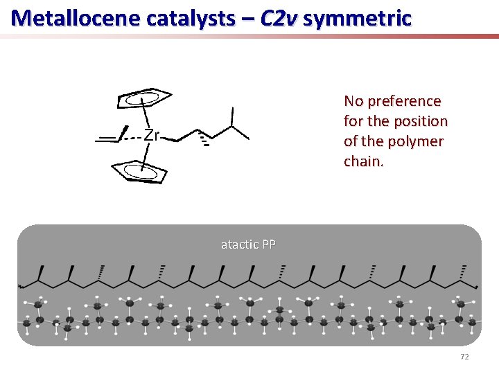 Metallocene catalysts – C 2 v symmetric No preference for the position of the