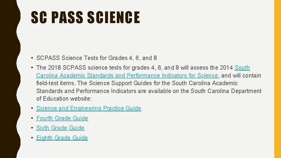 SC PASS SCIENCE • SCPASS Science Tests for Grades 4, 6, and 8 •