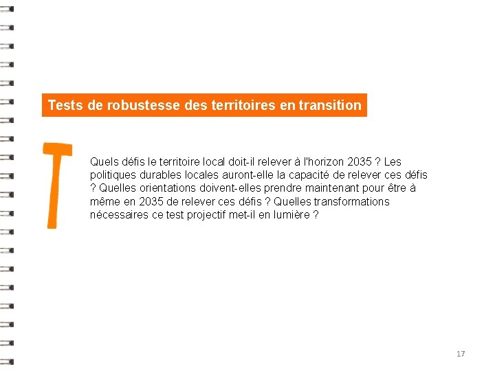 Tests de robustesse des territoires en transition Quels défis le territoire local doit-il relever Tests de robustesse des territoires en transition Quels défis le territoire local doit-il relever