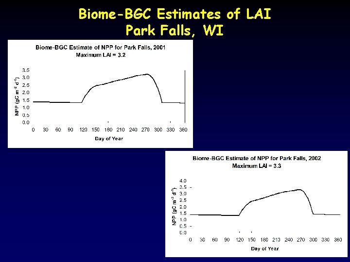 Biome-BGC Estimates of LAI Park Falls, WI 