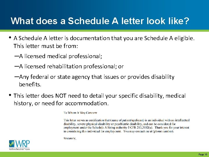 What does a Schedule A letter look like? • A Schedule A letter is