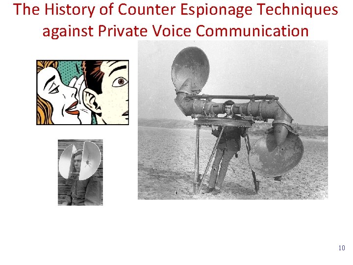 The History of Counter Espionage Techniques against Private Voice Communication 10 