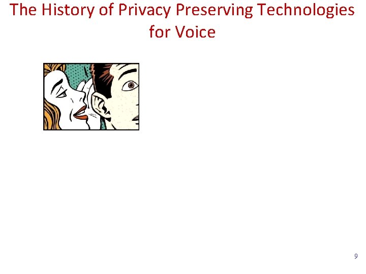 The History of Privacy Preserving Technologies for Voice 9 