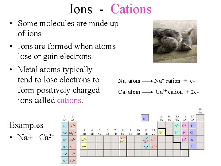 Ions - Cations • Some molecules are made up of ions. • Ions are