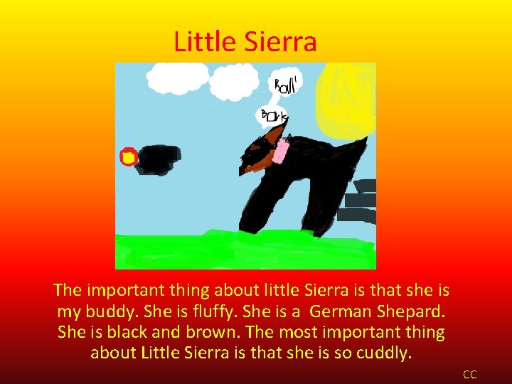 Little Sierra The important thing about little Sierra is that she is my buddy.