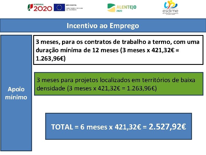 Incentivo ao Emprego 3 meses, para os contratos de trabalho a termo, com uma