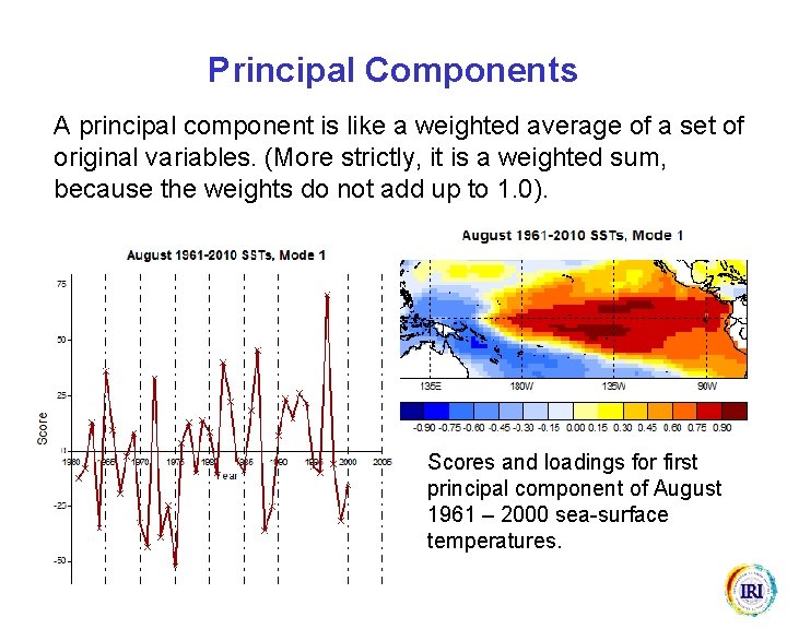 Principal Components A principal component is like a weighted average of a set of