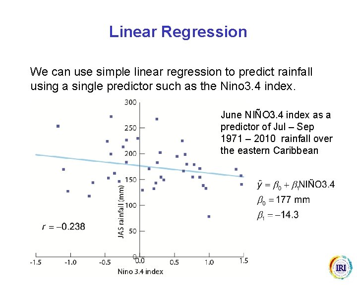 Linear Regression We can use simple linear regression to predict rainfall using a single Linear Regression We can use simple linear regression to predict rainfall using a single