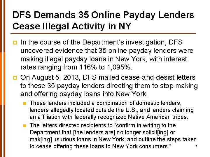 DFS Demands 35 Online Payday Lenders Cease Illegal Activity in NY p p In