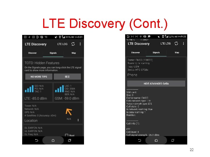 LTE Discovery (Cont. ) 22 22 