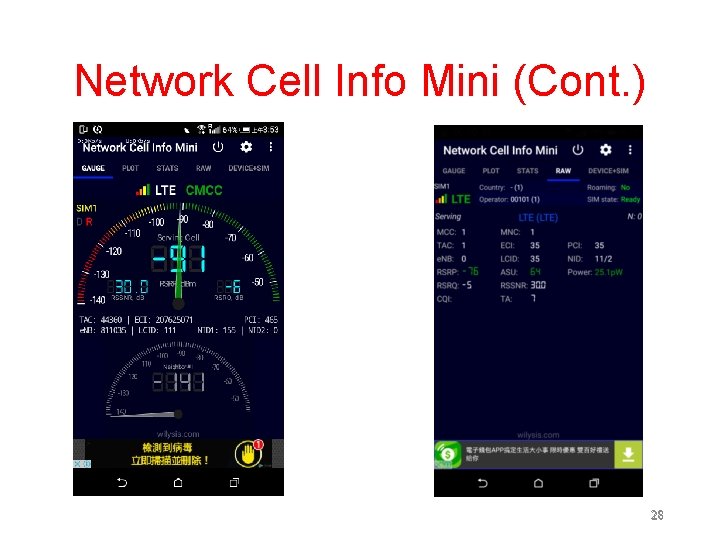Network Cell Info Mini (Cont. ) 28 28 