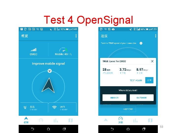 Test 4 Open. Signal 58 