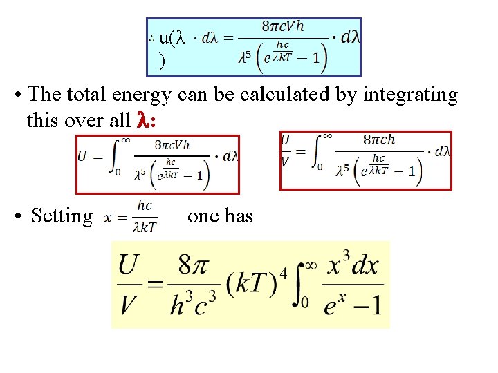 u(λ ) • The total energy can be calculated by integrating this over all