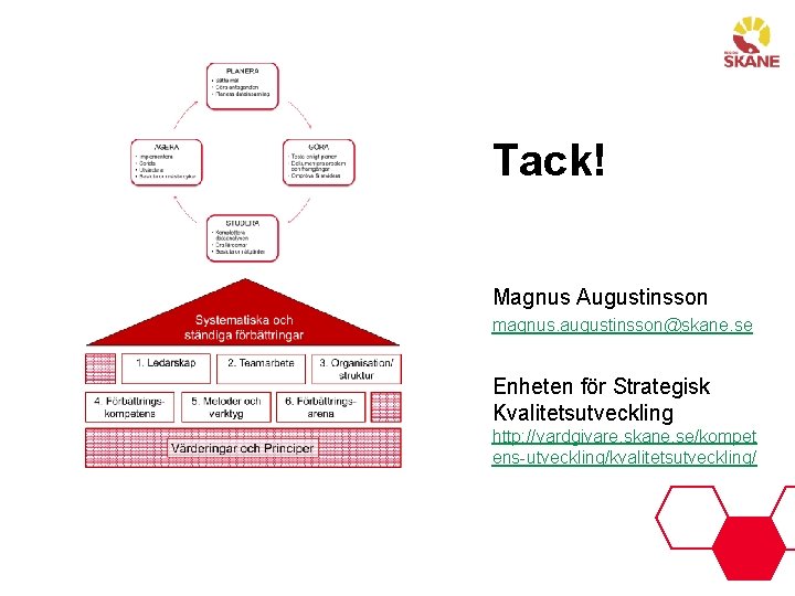 Tack! Magnus Augustinsson magnus. augustinsson@skane. se Enheten för Strategisk Kvalitetsutveckling http: //vardgivare. skane. se/kompet
