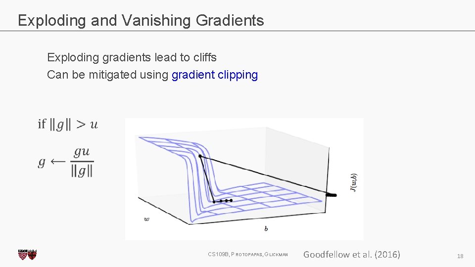 Exploding and Vanishing Gradients Exploding gradients lead to cliffs Can be mitigated using gradient