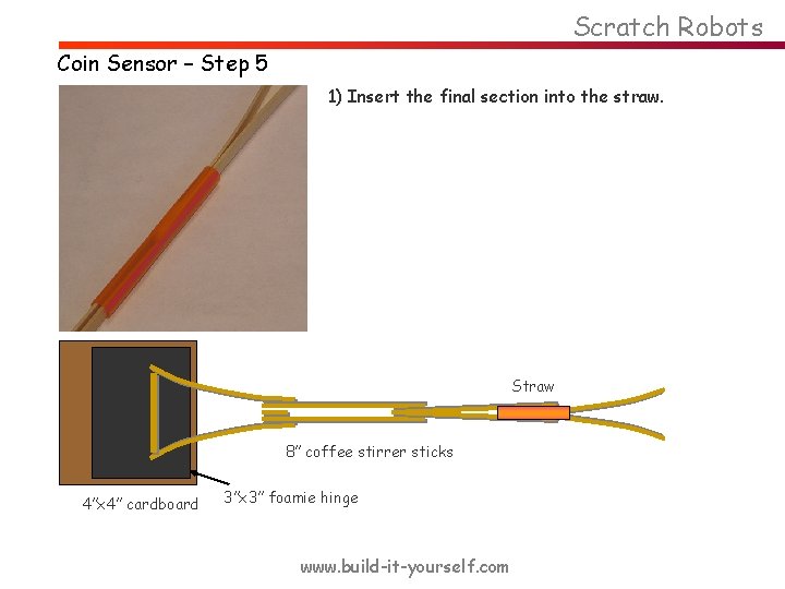 Scratch Robots Coin Sensor – Step 5 1) Insert the final section into the