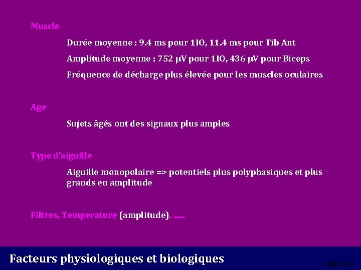 Muscle Durée moyenne : 9. 4 ms pour 1 IO, 11. 4 ms pour