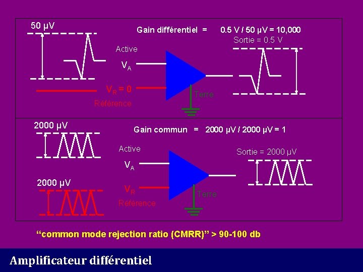 50 µV Gain différentiel = 0. 5 V / 50 µV = 10, 000