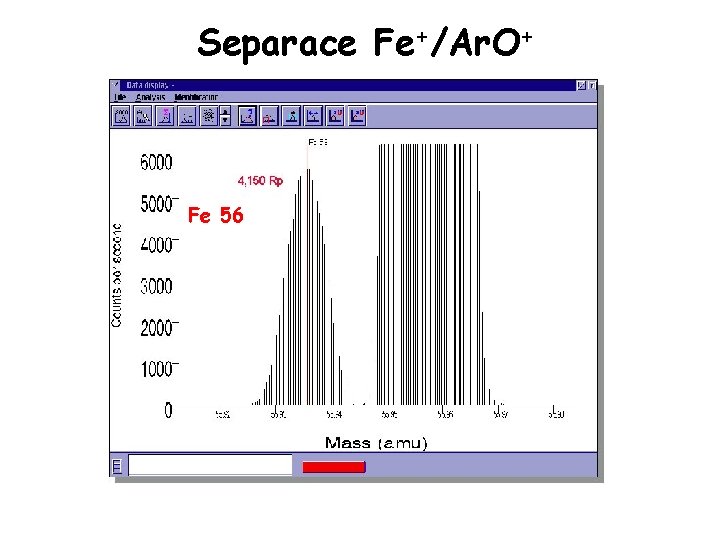 Separace Fe+/Ar. O+ Fe 56 