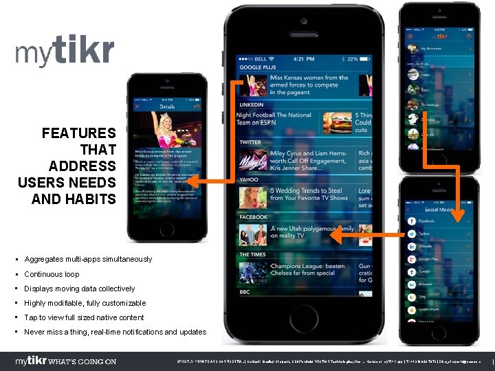 FEATURES THAT ADDRESS USERS NEEDS AND HABITS § Aggregates multi-apps simultaneously § Continuous loop
